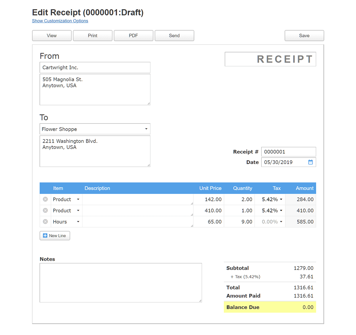 Receipt Module Modules :: Receipts :: Skynova.com