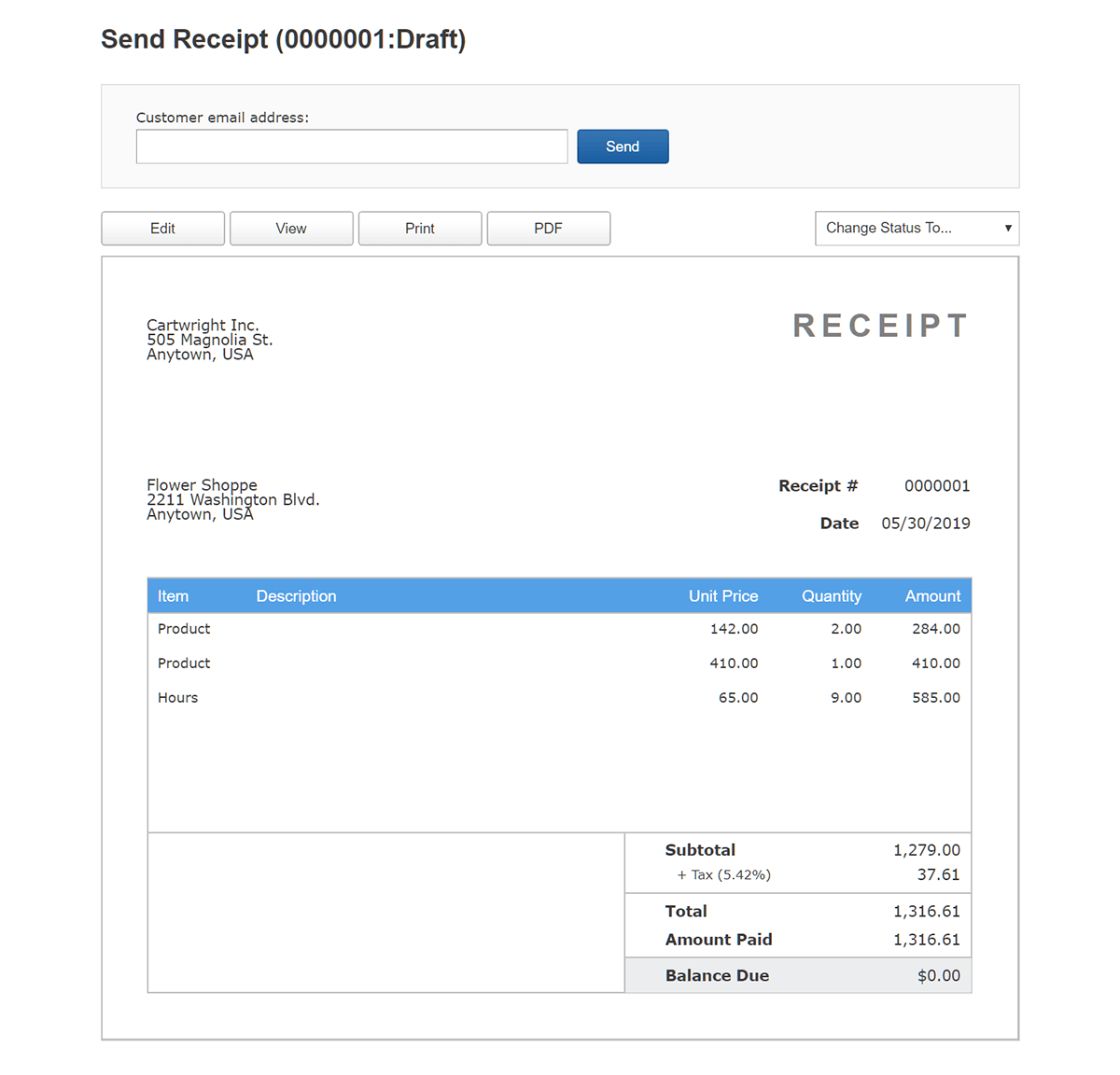 Modules :: Receipts :: Skynova.com