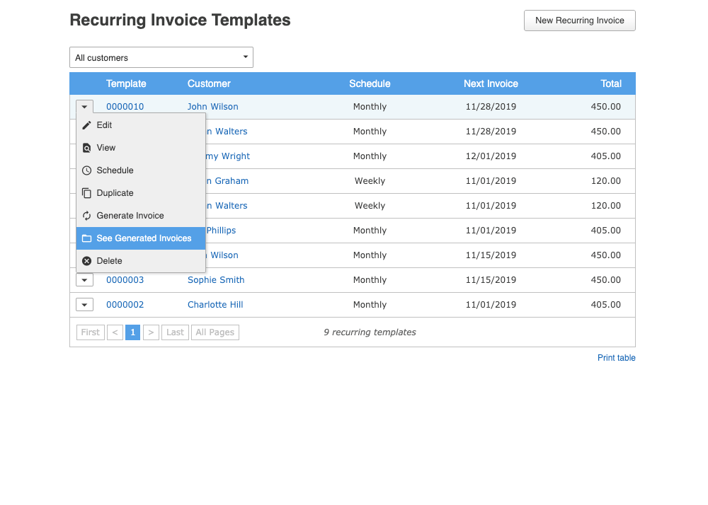 Textron Invoices Modules :: Recurring Invoices :: Skynova.com
